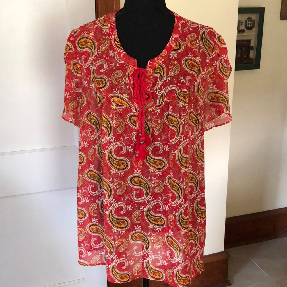My Danielle blouse in paisley print and a red rust color. Size L.